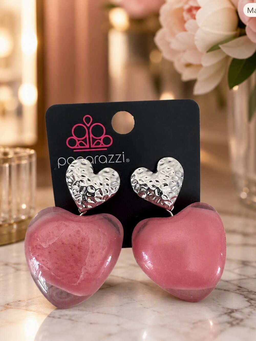 Paparazzi Mesmerizing Melody Pink Heart Earrings NWT